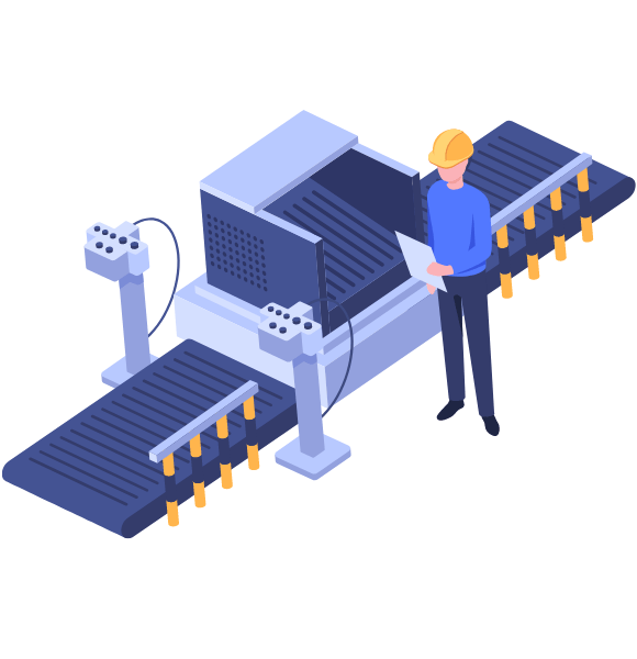 コンベアの点検をしているイラスト